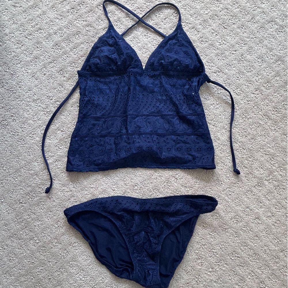 Ralph Lauren  Navy Blue Eyelet Tankini